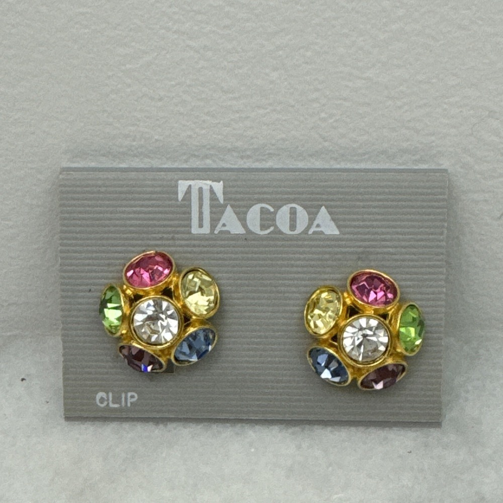 Vintage tacoa Vintage Jeweled Rhinestone Clip on Earrings